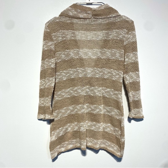 🛍️ 4 for 20$ / Smart Set Stripes Open Neck Sweater / Tan / S - Picture 6 of 10